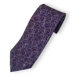 Robert Talbott Seven Fold Tie Purple Jacquard Paisley Silk Handmade Italy